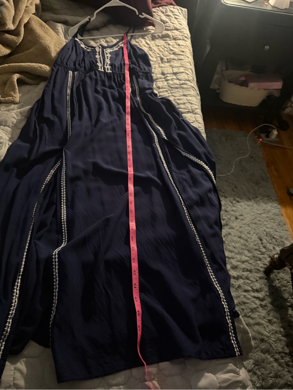 Navy Embroidered Women’s Maxi Dress